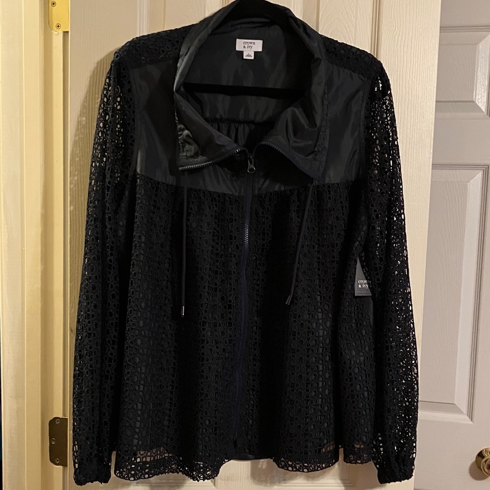 Crown & Ivy Blue Lace Jacket